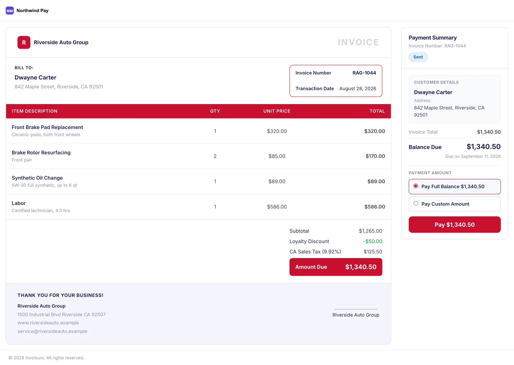 Invoisure — A branded checkout